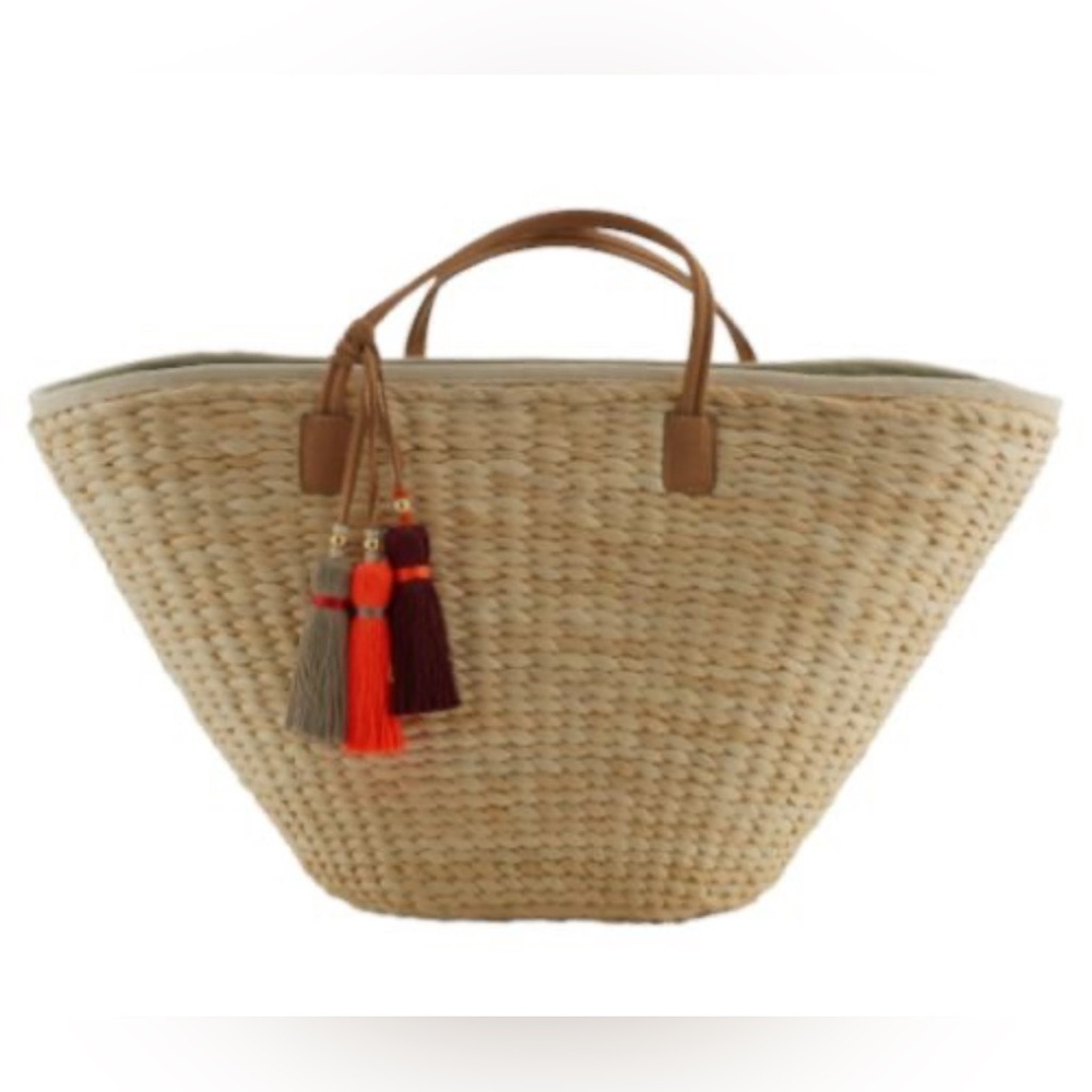 Large Riviera Straw India Hicks Tote Bag